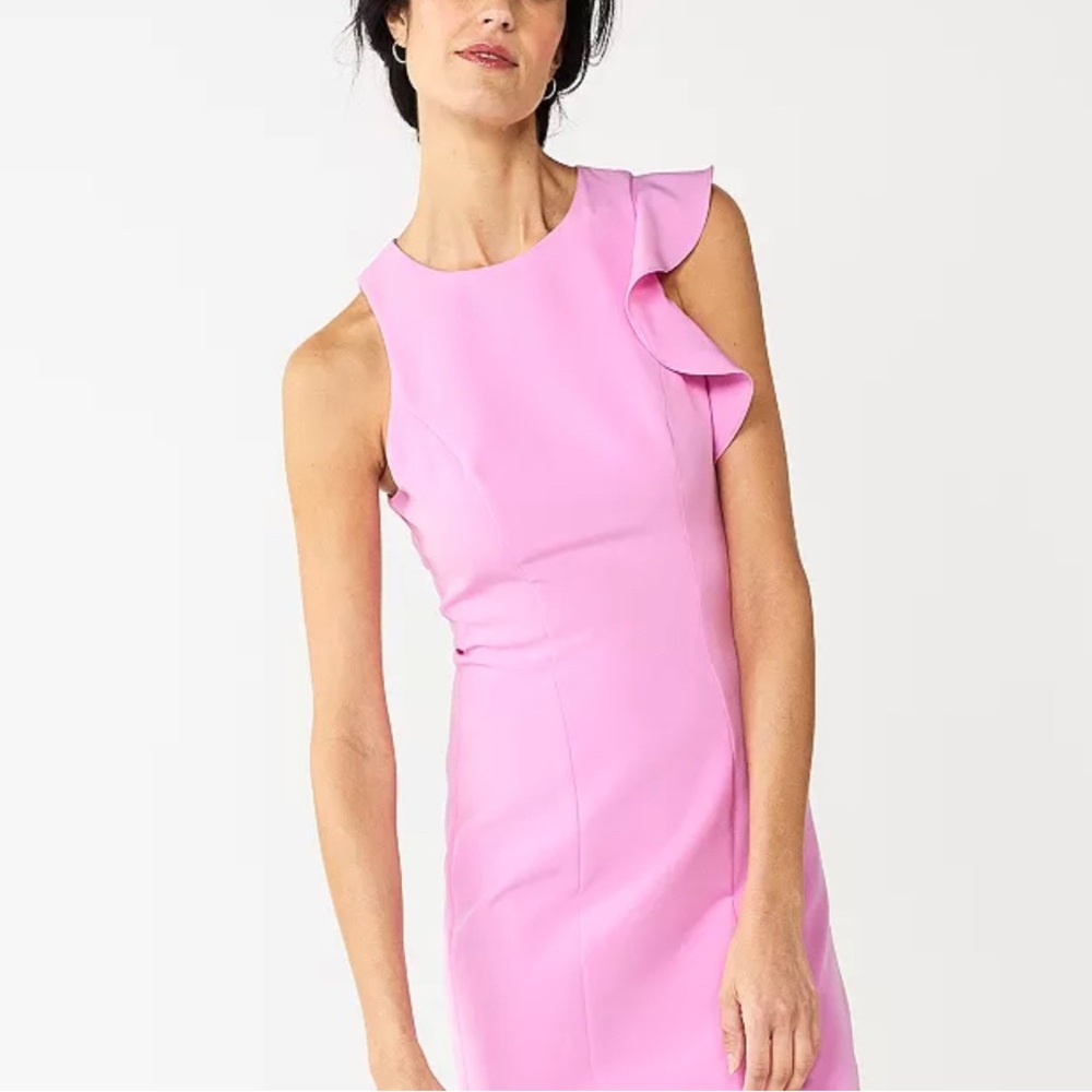 NWT NINE WEST💗🌸 PINK SIDE RUFFLE DRESS